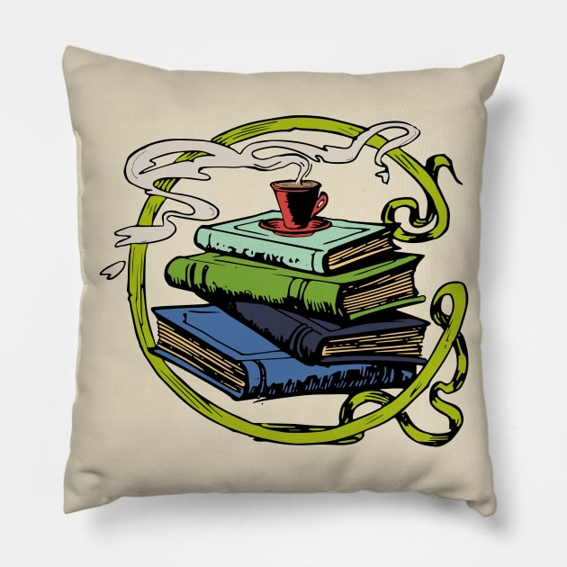 Books and coffee for me! Pillow by candhdesigns