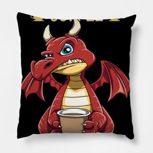 Funny Grumpy Dragon Coffee Lover Hate Morning Fantasy Animal Pillow