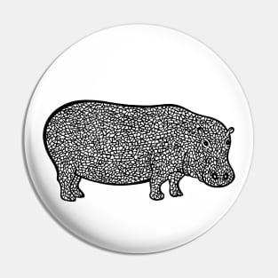 Hippo Ink Art - cool and fun animal design - on white Pin