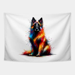 Colorful Belgian Laekenois Portrait in Splash Paint Style Tapestry