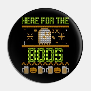 Here For The Boos Faux Sweater Funny Ghost Halloween Design Pin