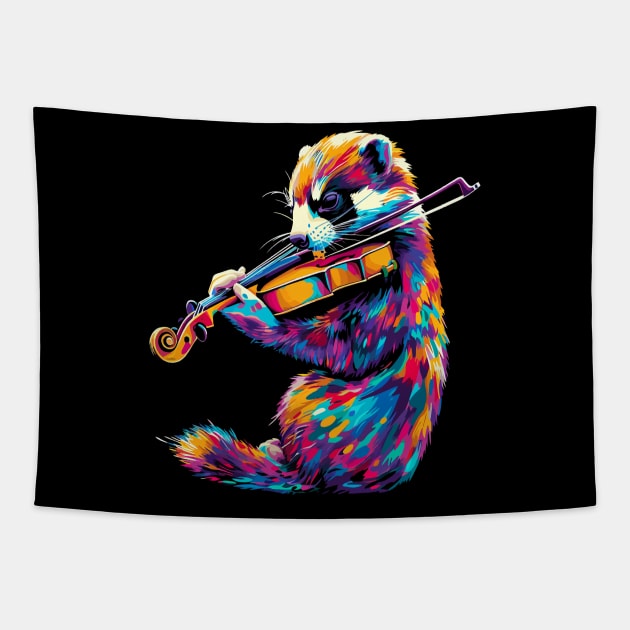 Ferret Playing Violin Tapestry by JH Mart