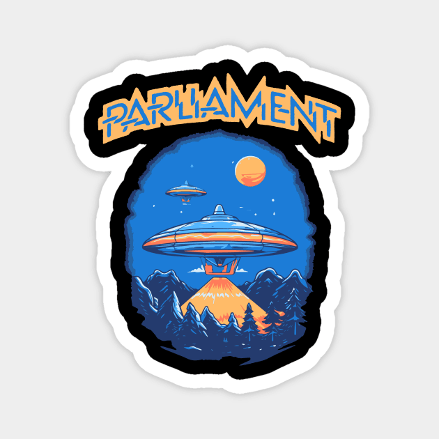 Parliament Funkadelic Retro Mothership UFO Rock Funk Throwback Magnet by robotbasecamp