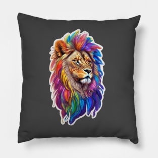 Multicolored lion with a big mane Pillow