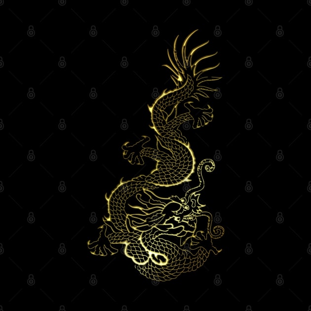 Golden Chinese Dragon by 8 Fists of Tees