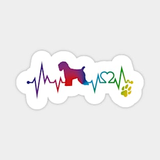 Soft coated wheaten Terrier Colorful Heartbeat, Heart & Dog Paw Magnet