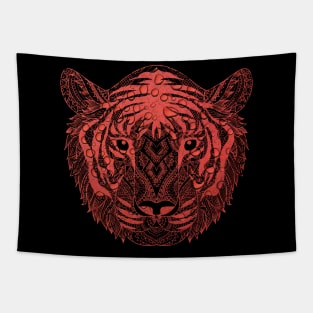 Abstract Red Water Tiger Head Tapestry