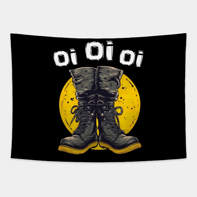 Oi Oi Oi Punk Rock Combat Boots - Skinhead Music Oi Punk Tapestry by ShirtFace