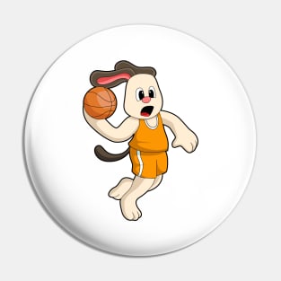 Dog at Basketball Sports Pin