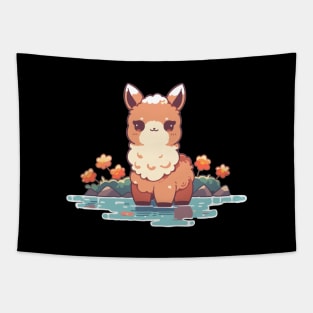 Kawaii - Happy River Llama Tapestry