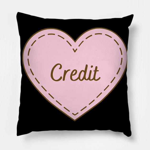 I Love Credit Simple Heart Design Pillow by Word Minimalism