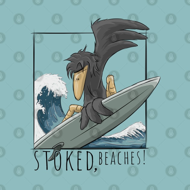 Stoked, Beaches! Surfer Crow Raven Surfing On Japan Wave by SkizzenMonster