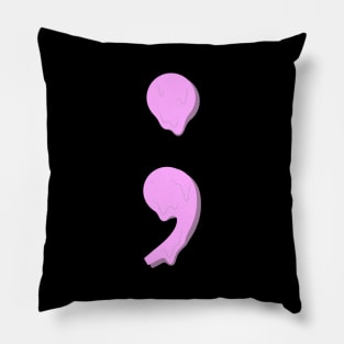 dripping/melting semicolon pastel pink Pillow