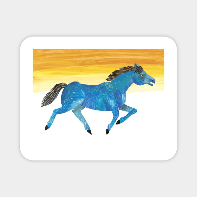 eric carle - Blue Horse Childrens Magnet by Bequeat