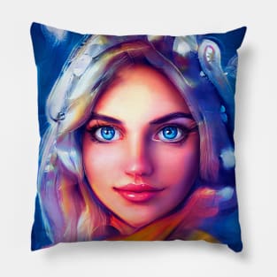 The mystery girl with blue eyes Pillow