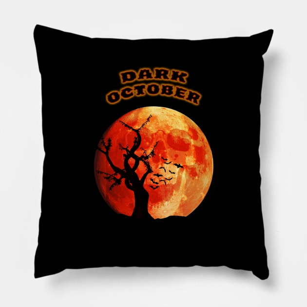 Halloween - Dark October Moon Pillow by DyrkWyst