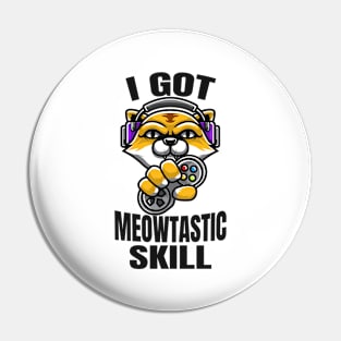 Gamer Cat Skills Pin