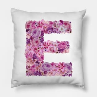 Pink Floral Letter E Pillow