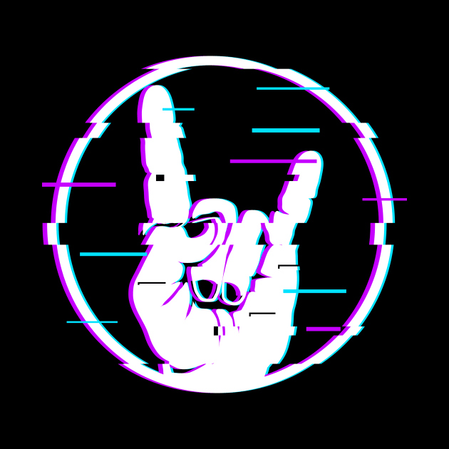 Glitch Sign of the Horns Sign Hand Rock and Metal by SinBle