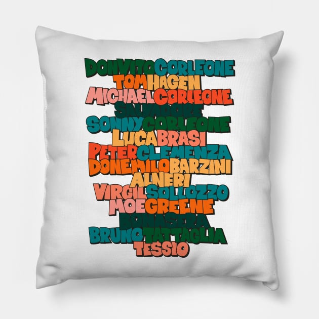 The Godfather: Tribute to the Main Actors of the Classic Pillow by Boogosh