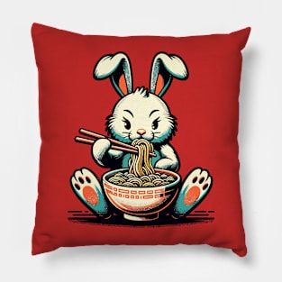 Rabbit eating ramen noodles Pillow