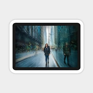 Woman walking in London Magnet