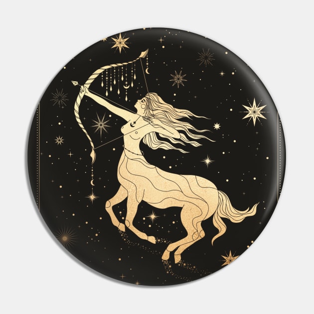 Sagittarius Zodiac Sign Metallic Pin by Noveltiko