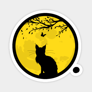 Black Cat Yellow Moon Magnet