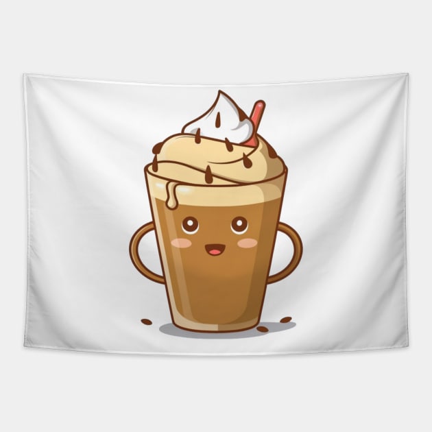 "Elixir of Indulgence: Tempting Affogato Symphony"- Coffee Food Icecream Tapestry by stickercuffs