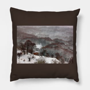 Brown brushstrokes on white Pillow