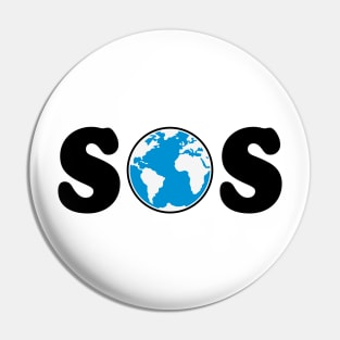 SOS – Earth Overshoot Day / Climate Change (Black / 3C) Pin