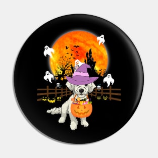 Poodle Dog Witch Halloween Pumpkin Pin