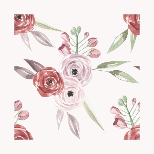 Vintage Floral Pattern Watercolor by Alexandra