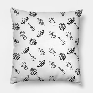 Mexican Pattern Black Pillow