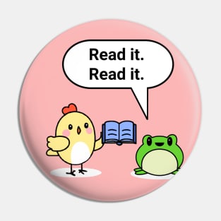 "A chicken walked into a library" joke Pin