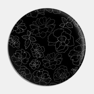 Ramblin' Rose White on Black Pin