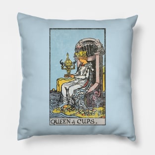 Queen of cups tarot card (distressed) Pillow