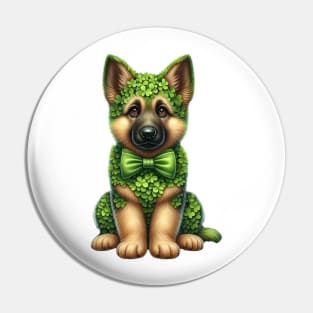 Clover German Shepherd Dog St Patricks Day Pin