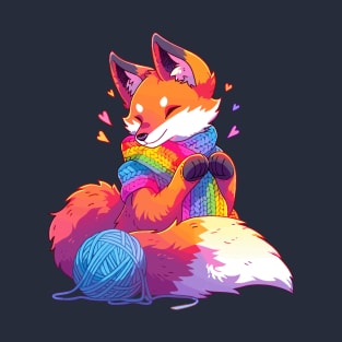 A fox that just finished knitting a nice scarf T-Shirt