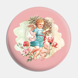 Child Angel and Roses Pin