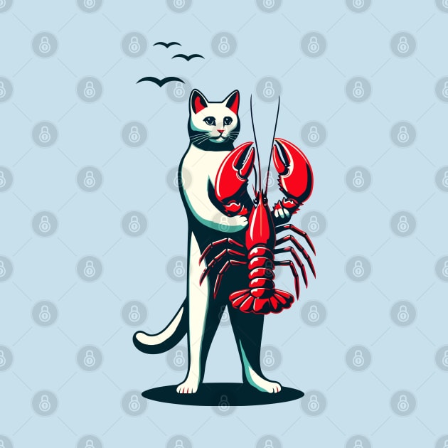 Cat carrying a lobster by Art_Boys