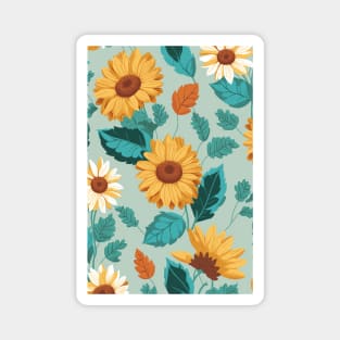 Pastel Colored Sunflowers Pattern Magnet