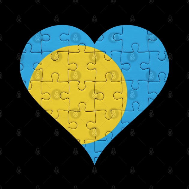 Palauan Jigsaw Puzzle Heart Design - Gift for Palauan With Palau Roots by Country Flags