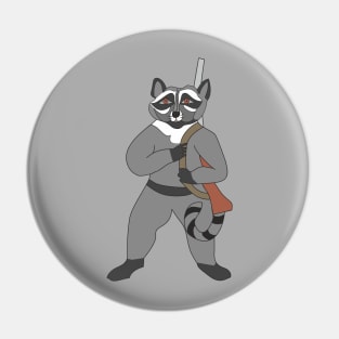 Raccoon with a gun Pin