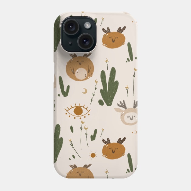 Mystical Cute Animals and Cactus Phone Case by Zombie Girls Design