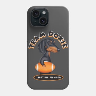 Black Dachshund Holding Orange Football Phone Case