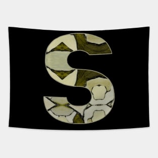 Letter S Monogram Initial Olive Green Pearl White Aesthetic Abstract Pattern Painting On Canvas Tapestry