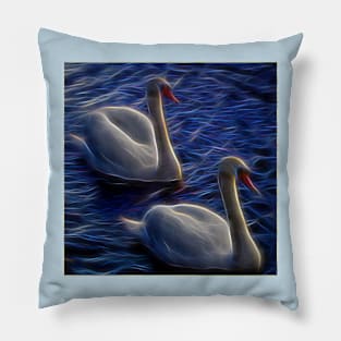 Electric swans Pillow