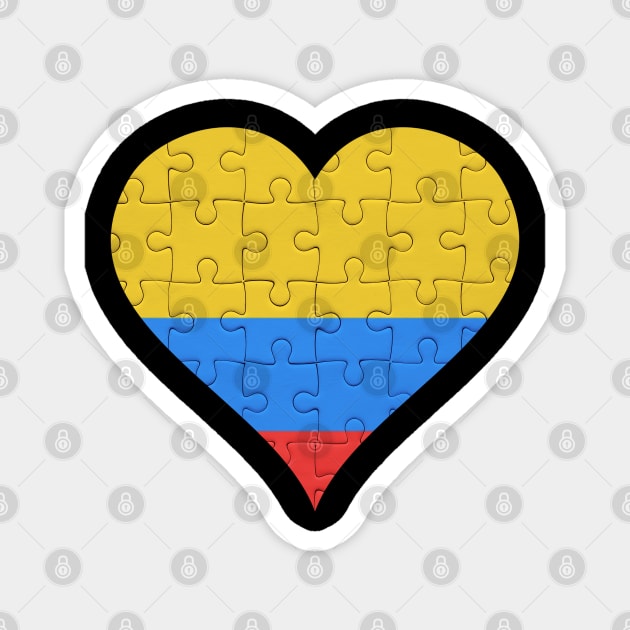 Colombian Jigsaw Puzzle Heart Design - Gift for Colombian With Colombia Roots Magnet by Country Flags