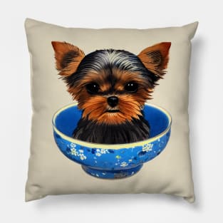 Just A Cute Teacup Yorkie Puppy Youre My Cup of Japanese Tea Yorkshire Terrier Pillow